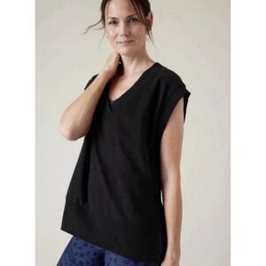 Athleta Retro Terry V Neck Sweatshirt Womens Small Large NWT